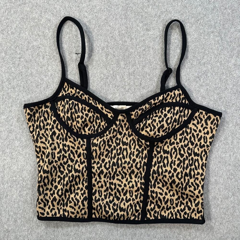 Blue Tassel Anthropologie Corset Cami Top Animal Print Womens Medium Cropped New